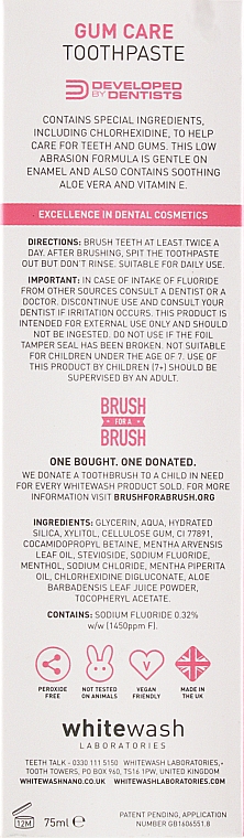 Зубна паста "Інтенсивний захист ясен" - WhiteWash Laboratories Gum Care Toothpaste — фото N3