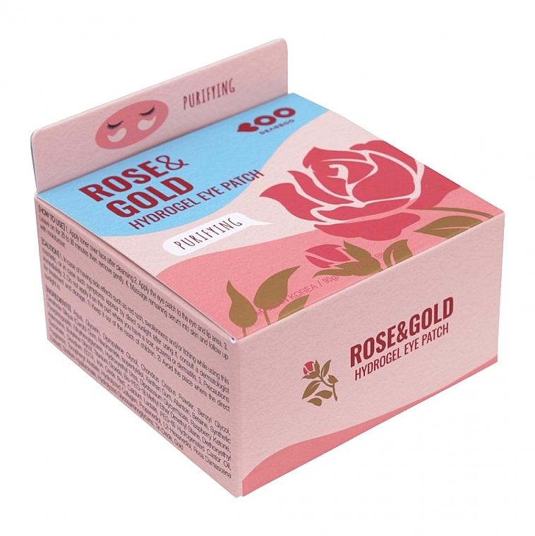 Гидрогелевые патчи с экстрактом розы и золотом - Dearboo Purifying Hydrogel Eye Patch Rose & Gold — фото N2