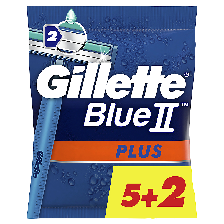 Набір одноразових станків для гоління, 5+2 шт. - Gillette Blue II Plus — фото N1