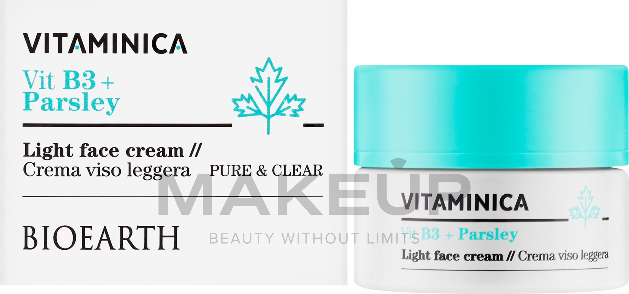Легкий крем для обличчя - Bioearth Vitaminica Vit B3 + Parsley Light Face Cream — фото 50ml