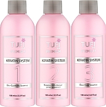 Набор для кератинового выпрямления волос - Tufi Profi Premium (keratin/100ml + shampoo/100ml*2) — фото N2