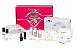 Духи, Парфюмерия, косметика Набор - Semilac Charming Hybrid Manicure Set (lamp + n/base/7ml + n/top/7ml + n/polish/3ml + n/polish/3ml + n/cl/50ml + n/aceton/50ml + n/oil/7ml + n/rem/wraps/50pc + n/pads/50pc + n/file/1pc + n/sticks/10pc + stickers/100pc)