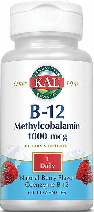 Пищевая добавка "В-12 Метилкобаламин", ягодный вкус - Kal B-12 Methylcobalamin 1000mcg — фото N1