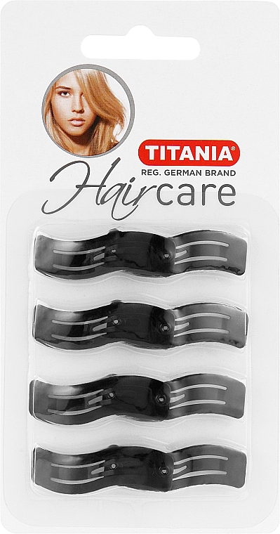 Заколки для волос "Wave Small", 8 шт, черные - Titania