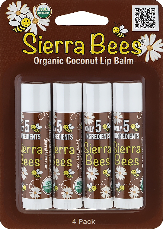 Набор бальзамов для губ «Кокосовый» - Sierra Bees (lip/balm/4x4,25g) — фото N1