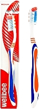 Парфумерія, косметика Зубна щітка середньої жорсткості, у блістері, синя з помаранчевим - Wellbee