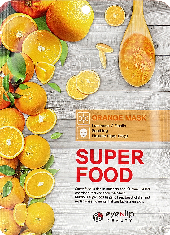 Тканинна маска для обличчя - Eyenlip Super Food Orange Mask — фото N2
