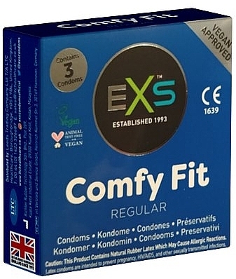 Классические презервативы, 3 шт. - EXS Condoms Comfy Fit Regular — фото N1