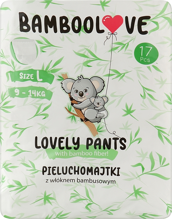 Бамбуковые подгузники-трусики, L (9-14 кг), 17 шт - Bamboolove Lovely Pants — фото N1