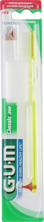 Зубна щітка "Classic 409", м'яка, жовта - G.U.M Soft Compact Toothbrush — фото N1