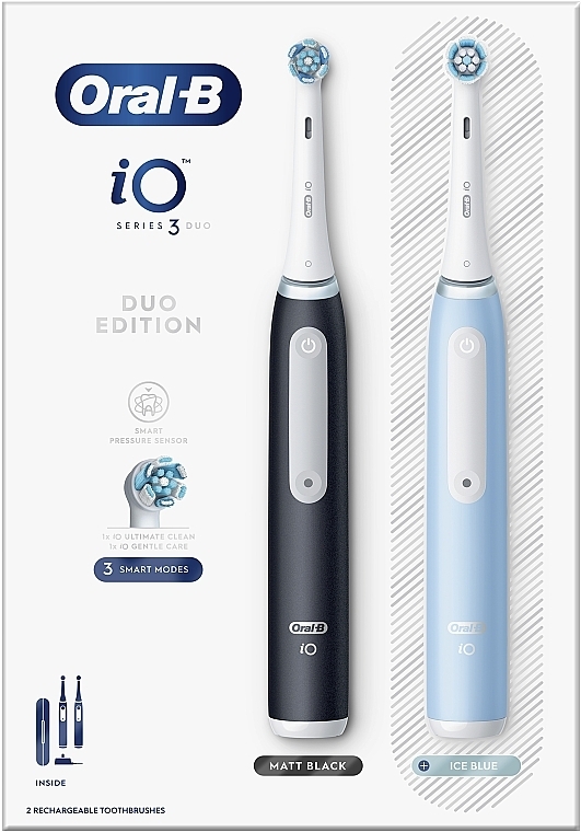 Набір електричних зубних щіток, чорна та блакитна + футляр - Oral-B iO Series 3 Duo — фото N2