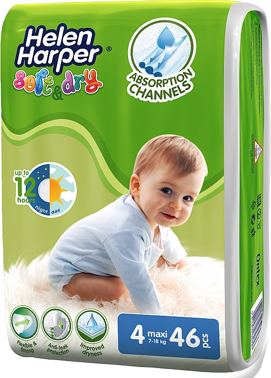 Подгузники для детей Soft & Dry Maxi 4 (7-18 кг), 46 шт - Helen Harper — фото N2
