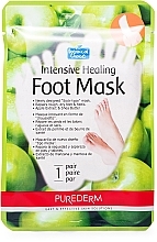 Інтенсивна відновлювальна маска для ніг - Purderm Intensive Healing Foot Mask Green Apple — фото N1