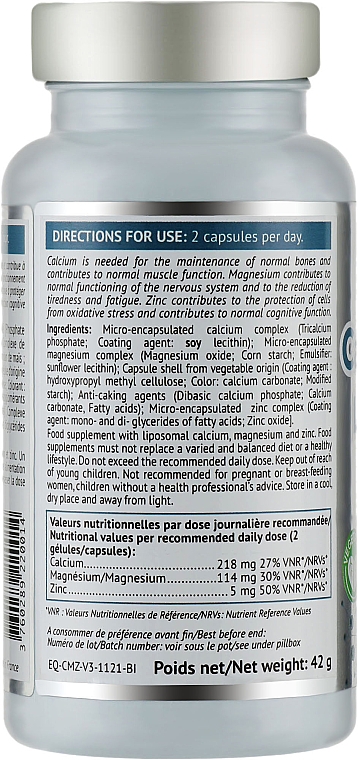 Biocyt кальций & магний: Поддержка костей, нервов - Biocyte Cal/Mag/Zinc Liposomal — фото N2