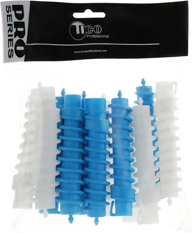 Спиральные бигуди для химической завивки d16, белые-синие - Tico Professional — фото N1