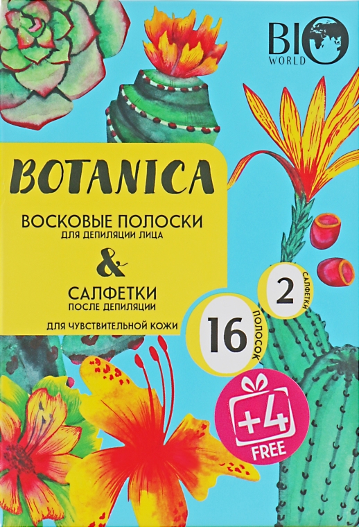 Набор для депиляции чувствительной кожи - Bio World Botanica (полоски/16шт+4шт + саше)