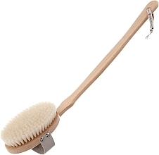 Щетка для сухого массажа тела, с длинной изогнутой ручкой - Hydrea London Professional Body Brush with Cactus/Nylon Mix Bristle — фото N1