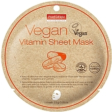 Парфумерія, косметика Маска тканинна з вітамінами - Purederm Vegan Sheet Mask Vitamin