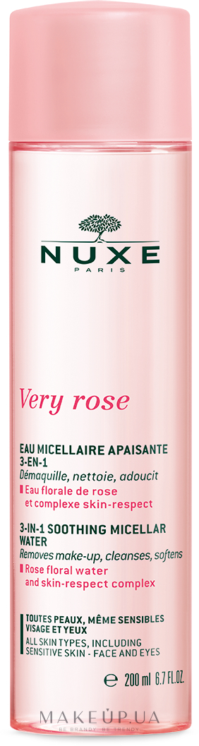 Успокаивающая мицеллярная вода для лица и глаз - Nuxe Very Rose 3 in 1 Soothing Micellar Water — фото 200ml