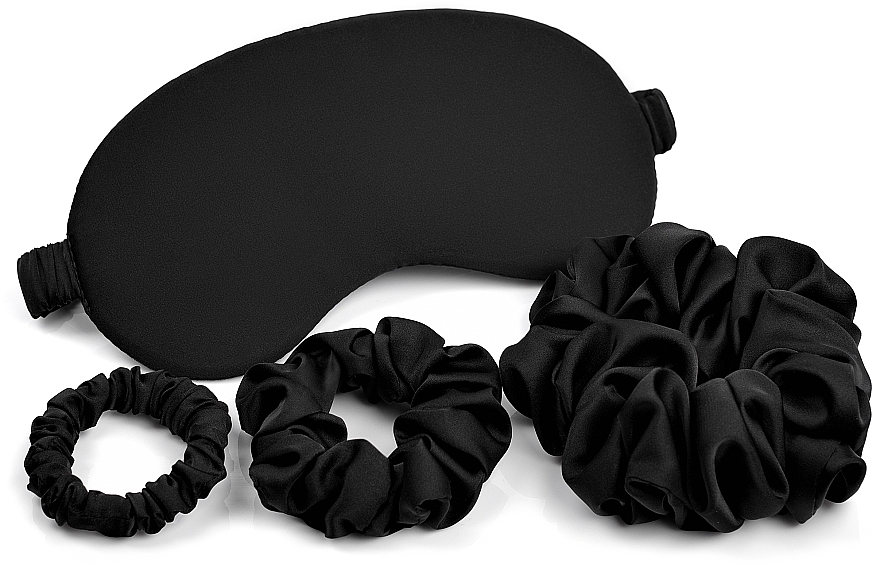 Набір аксесуарів подарунковий, чорний "Sensual" - MAKEUP Gift Set Black Sleep Mask, Scrunchies