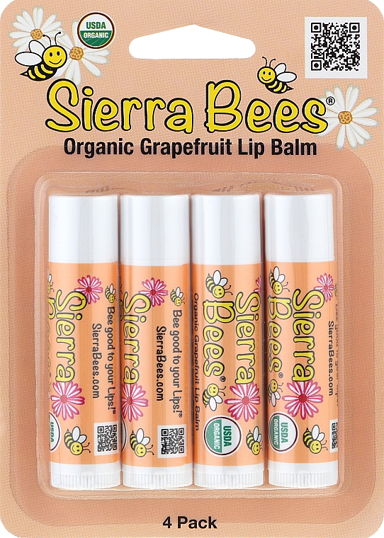 Набор бальзамов для губ "Грейпфрут" - Sierra Bees (lip/balm/4x4,25g) — фото N1