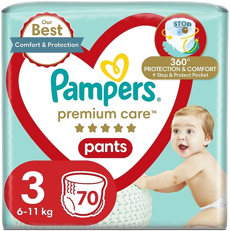 Підгузки-трусики Premium Care Pants 3 (6-11 кг), 70 шт. - Pampers — фото N1