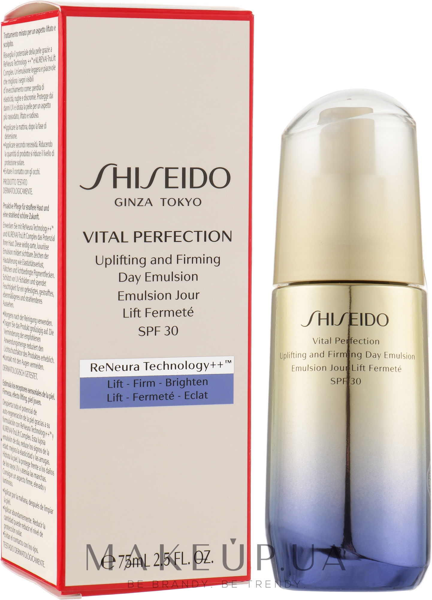 Денна емульсія проти старіння SPF30 - Shiseido Vital Perfection Uplifting and Firming Day Emulsion SPF30 — фото 75ml