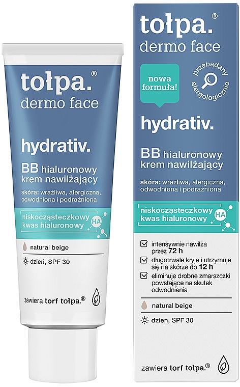 Увлажняющий BB-крем с гиалуроновой кислотой - Tolpa Dermo Face Hydrativ BB Cream SPF30 
