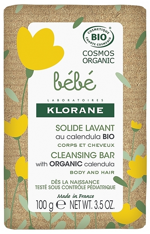 Детское мыло для тела и волос - Klorane Bebe Cleansing Bar With Organic Calendula — фото N1