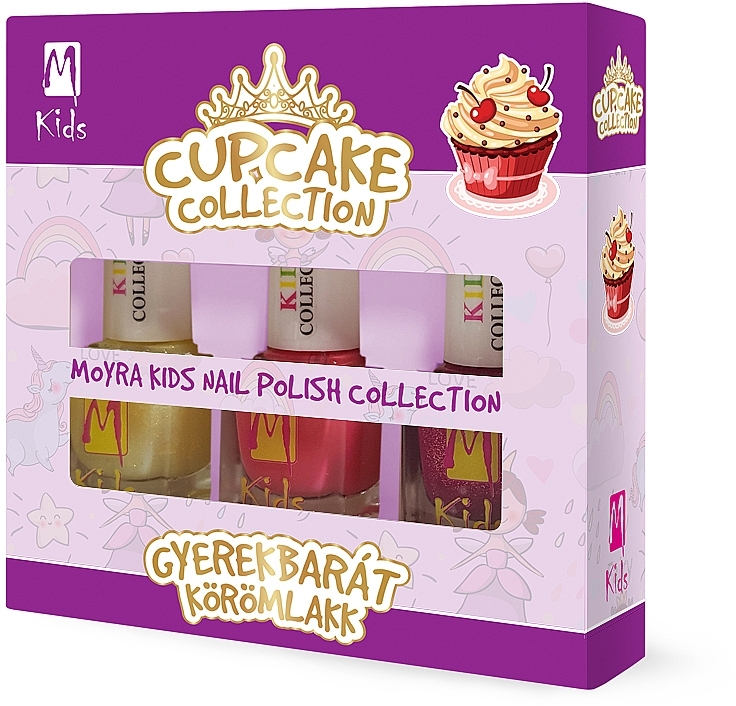 Набор лаков для ногтей - Moyra Kids Effect Nail Polish Cupcake Collection (3x7ml) — фото N1