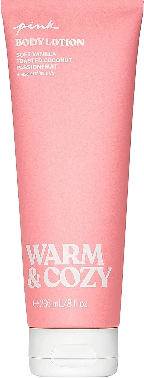 Лосьйон для тіла «Ваніль, підсмажений кокос і маракуя» - Victoria's Secret Pink Warm & Cozy Body Lotion — фото N1