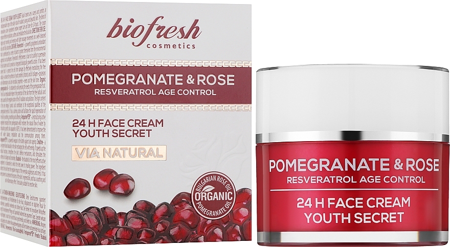 Крем для лица "Секрет омоложения. Гранат и Роза" - BioFresh Via Natural Pomergranate & Rose 24H Face Cream Youth Secret — фото N2