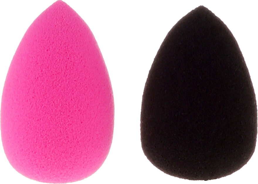 Спонж для макияжа, капля, черный + розовый, 2 шт. - IBRA Makeup Blender Sponge Mini
