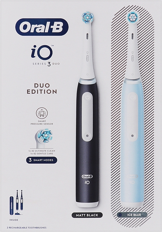 Набір електричних зубних щіток, чорна та блакитна + футляр - Oral-B iO Series 3 Duo — фото N9
