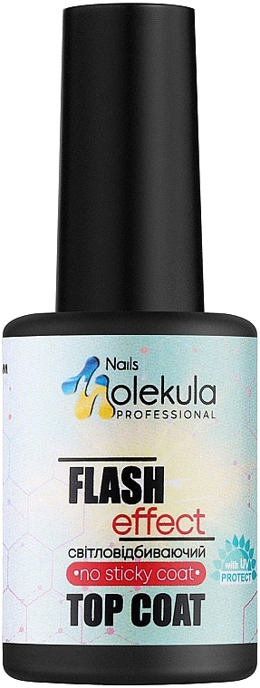 Фінішне покриття, топ світловідбивний без липкого шару - Nails Molekula Top Coat Flash Effect