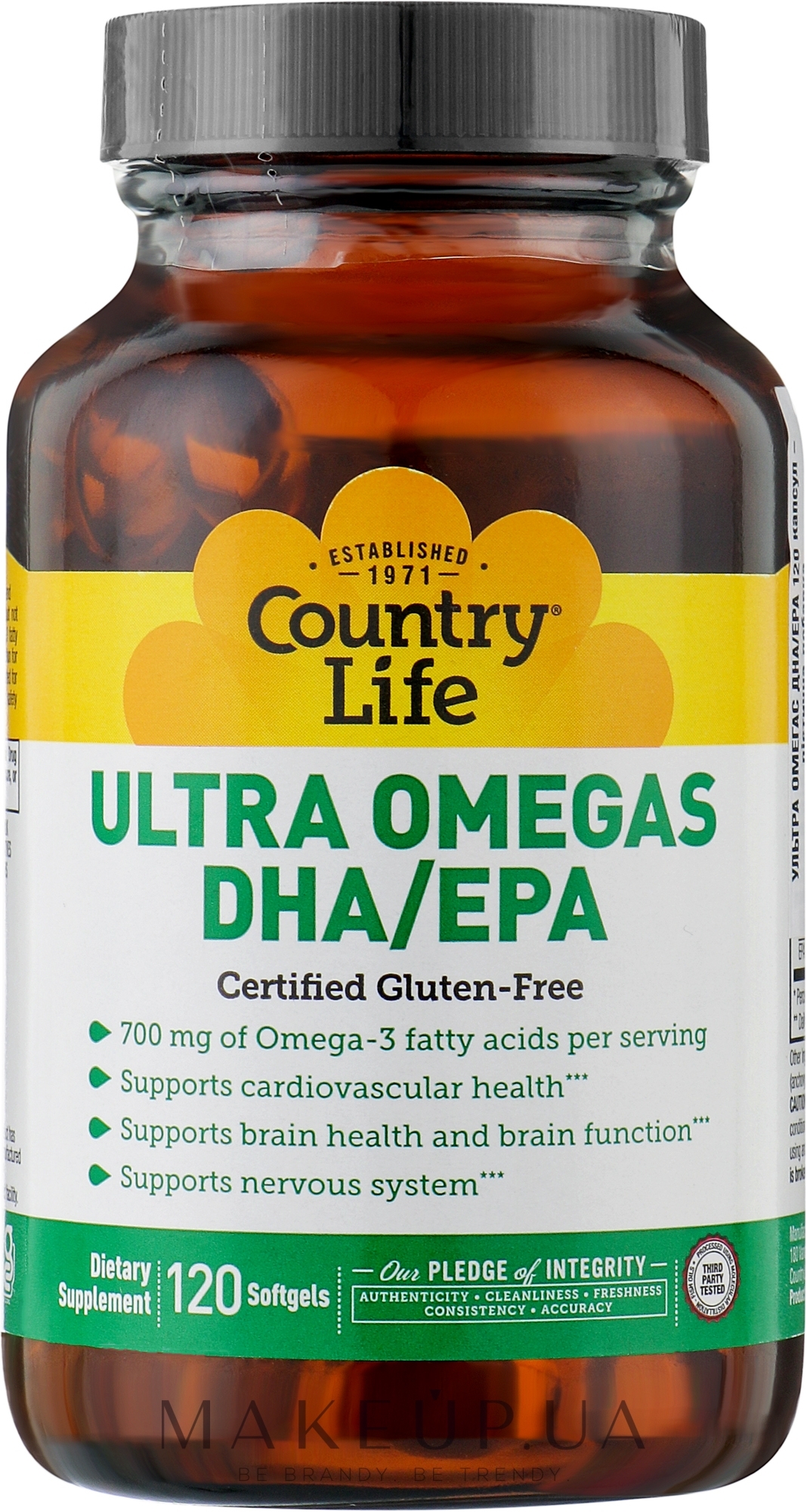 Капсули ультраомега з DHA/EPA - Country Life Ultra Omega's DHA/EPA 120 Sftgls — фото 120шт