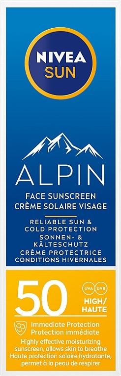 Солнцезащитный крем для лица SPF50 - NIVEA Sun Alpin Sun Cream for Face SPF 50+ — фото N1