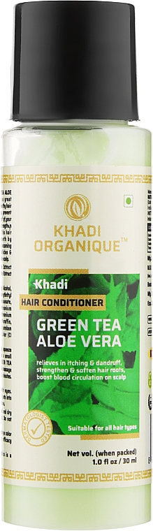 Натуральний трав'яний аюрведичний бальзам-кондиціонер "Зелений чай і алое вера" - Khadi Organique GreenTea Aloevera Hair Conditioner — фото N3