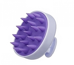 Щетка-массажер силиконовая с ручкой CS041MW, круглая матовая, бело-фиолетовая - Cosmo Shop — фото N1