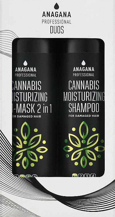 Набір "Зволожувальний з олією канабісу" для пошкодженого волосся - Anagana Professional Duos Cannabis Moisturizing Set (shm/250ml + balm-mask/250ml)