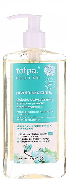 Шампунь для жирных волос с ксилитовым комплексом и молочной кислотой, с помпой - Tolpa Dermo Hair Deep Cleansing Shampoo
