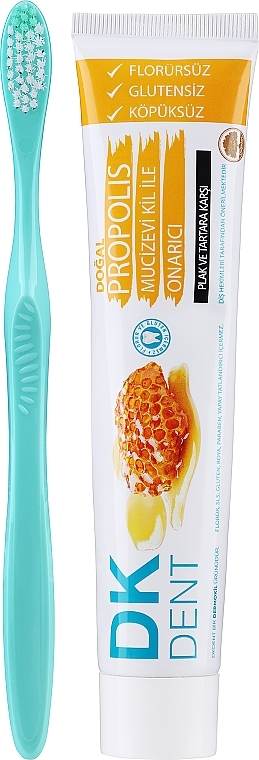 Зубная паста+щетка - Dermokil DKDent Propolis Toothpaste — фото N1