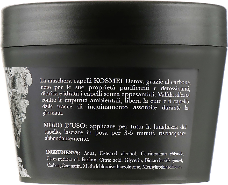 Маска для волос с древесным углем - Kosmei Detox Carbone Maschera Capelli Vegetale — фото N2