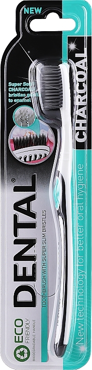 Зубная щетка, черно-белая - Dental Charcoal Toothbrush — фото N1
