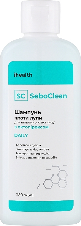 Шампунь для волосся проти лупи з октопіроксом для щоденного догляду - ihealth  SeboClean Daily