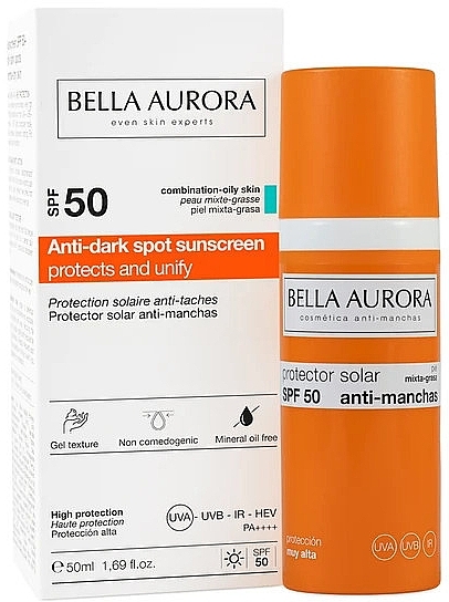 Солнцезащитный флюид для жирной кожи - Bella Aurora Sunscreen Gel Oily Skin SPF50+ — фото N2