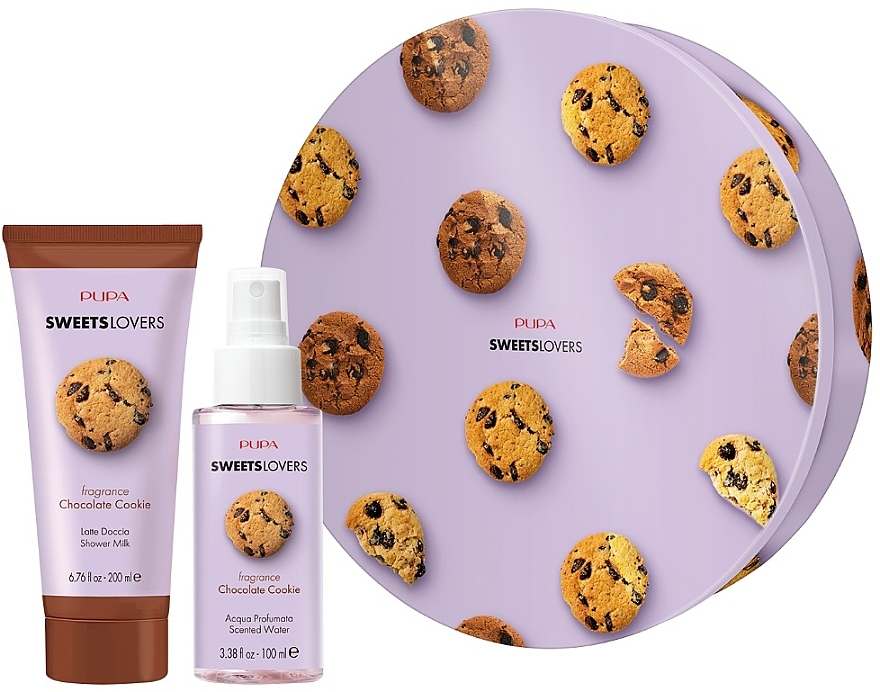 Набір - Pupa Sweets Lovers Chocolate Cookie Kit 4 (sh/milk/200ml + b/spray/100ml + box) — фото N1