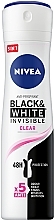 Парфумерія, косметика Антиперспірант "Чорне та Біле. Невидимий. Прозорий", спрей - NIVEA Black & White Invisible Clear Anti-Perspirant