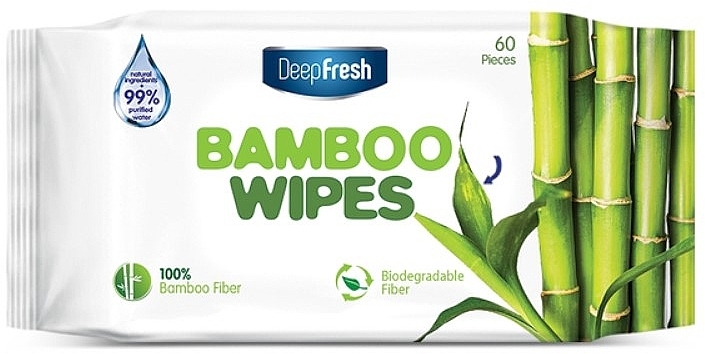 Влажные биоразлагаемые салфетки "Бамбук", 60 шт. - Aksan Deep Fresh Bamboo Wipes — фото N1