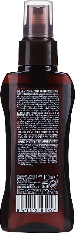 Масло для тела, солнцезащитное - Babaria Sun Protective Sun Oil SPF50 — фото N2